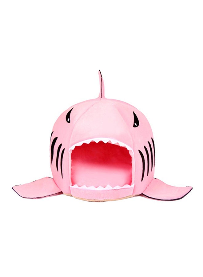 Shark Mouth Shaped Waterproof Warm Plush Pet House Pink Smallyard - Image 1